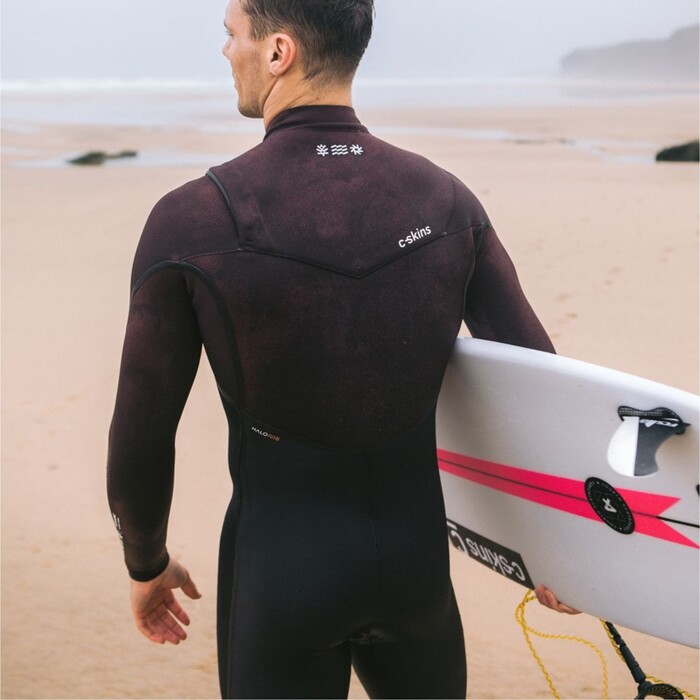 2024 C-Skins Mens NuWave Wired 4/3mm Chest Zip Wetsuit C-NWI43MCZ - Meteor / Rust x / White